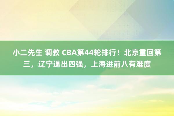 小二先生 调教 CBA第44轮排行！北京重回第三，辽宁退出四强，上海进前八有难度