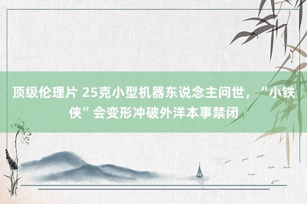 顶级伦理片 25克小型机器东说念主问世，“小铁侠”会变形冲破外洋本事禁闭